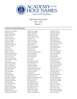 Quarter 3 Honor Roll - Academy of the Holy Names