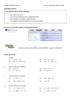 Expanding Brackets - Kinross High School