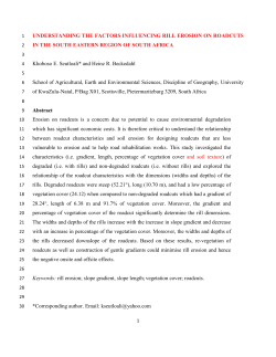 UNDERSTANDING THE FACTORS INFLUENCING RILL EROSION
