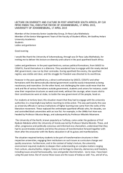 LECTURE ON DIVERSITY AND CULTURE IN POST APARTHEID