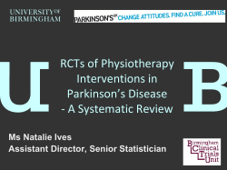 Cochrane review of physiotherapy Vs. control for PD