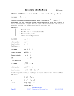 20. Equations with Radicals