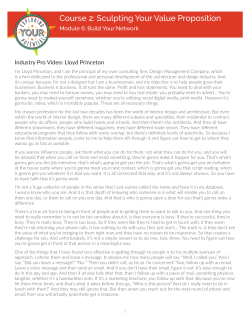 Course 2: Sculpting Your Value Proposition