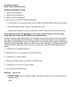 Ten Minute Grammar Week 18 Day 5 Sentence Errors REVIEW FOR