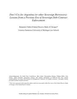 Don`t Cry for Argentina (or other Sovereign Borrowers): Lessons