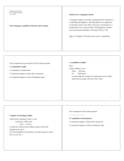 First Language Acquisition, Nativism, and Learning Nativist view