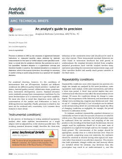 An analyst`s guide to precision