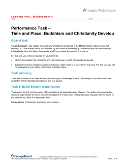 Performance Task – Time and Place: Buddhism and Christianity