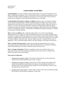 Lecture Notes on Karl Marx