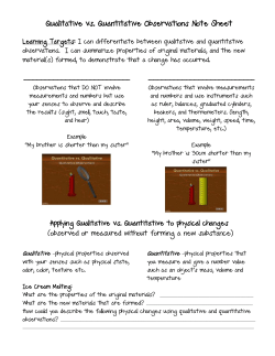 Qualitative vs. Quantitative Observations Note Sheet