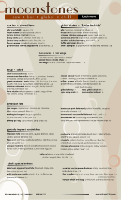 bar snacks &bull; hot wings raw bar &bull; shared items global