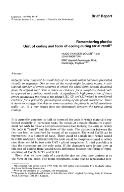 Brief Report Remembering plurals: Unit of coding and form of coding