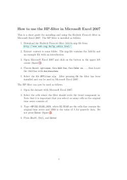 How to use the HP-filter in Microsoft Excel 2007