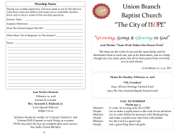 Union Branch Baptist Church &ldquo;The City of HOPE&rdquo;