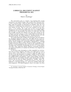 A Biblical Argument against Premarital Sex.