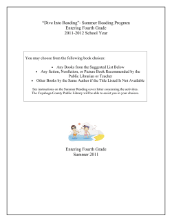 Summer Reading Program Entering Fourth Grade 2011