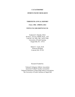 catastrophic sports injury research thirtieth annual report