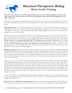 Maryland Therapeutic Riding Horse Leader Training