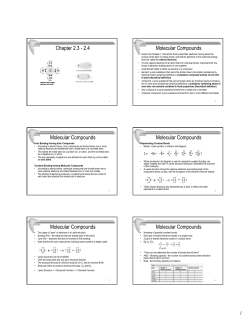 Chapter 2.3 - 2.4 Molecular Compounds Molecular