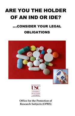 Are you the Holder of an IND or IDE? &hellip; Consider your Legal