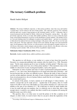 The ternary Goldbach problem - IMJ-PRG