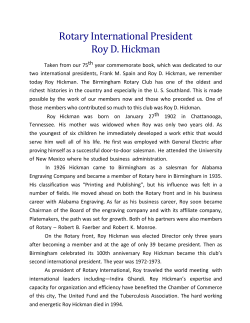 Rotary International President Roy D. Hickman