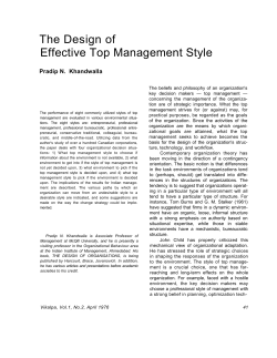 The Design of Effective Top Management Style