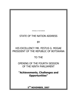 STATE OF THE NATION ADDRESS BY HIS