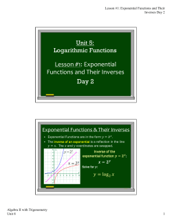 Lesson #1: Exponential Functions and Their Inverses Day 2
