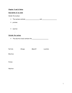 1 Chapter 4 and 6 Notes Description of an atom Inside the nucleus