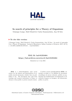 In search of principles for a Theory of Organisms