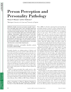 Person Perception and Personality Pathology