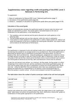 Calculation of the over all qualification grade for the Level 3 BTEC