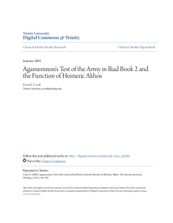 Agamemnon`s Test of the Army in Iliad Book 2 and the Function of