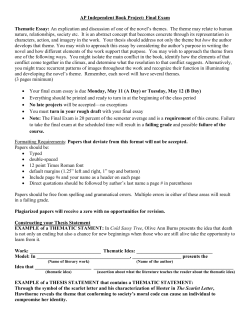 AP Independent Book Project: Final Exam Thematic