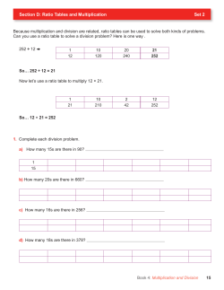 Section D: Ratio Tables and Multiplication Set 2