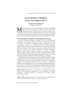 The Economics of Religion: Invest Now, Repent