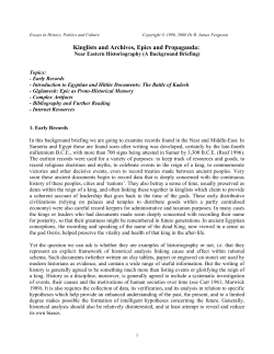 Kinglists and Archives, Epics and Propaganda