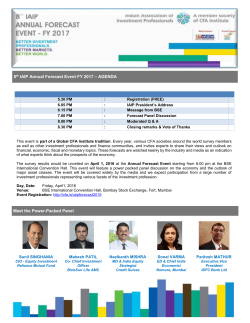 8th IAIP Annual Forecast Event FY 2017 &ndash; AGENDA Meet the Power