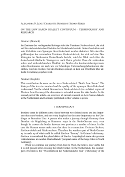 On the Low Saxon dialect continuum &plusmn; terminology and research