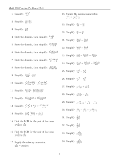 Math 120 Practice Problems Ch 8 1. Simplify: 15x2y2 2. Simplify