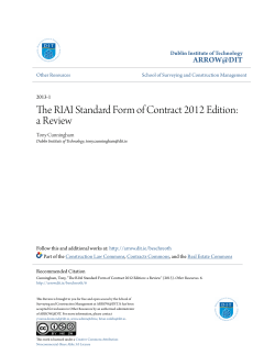 The RIAI Standard Form of Contract 2012 Edition: a