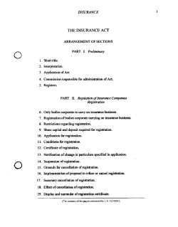 THE INSURANCE ACT ARRANGEMENT OF SECTIONS
