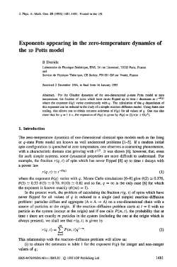 Exponents appearing in the zero-temperature dynamics of the ID