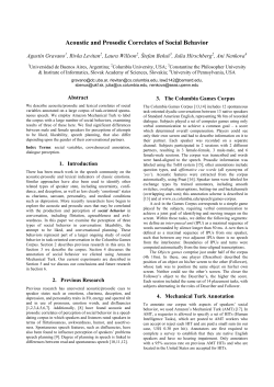 Acoustic and Prosodic Correlates of Social Behavior
