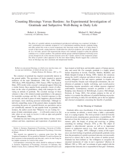 Counting Blessings Versus Burdens: An Experimental Investigation