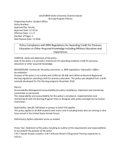 Policy Compliance with BRN Regulations for Awarding Credit for