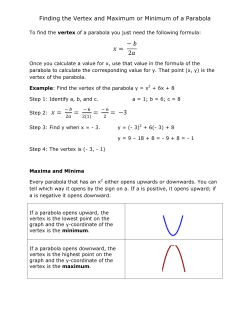 Finding the Vertex and Maximum or Minimum of a Parabola