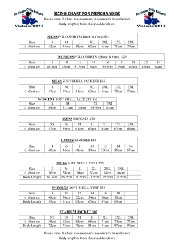 sizing chart for merchandise