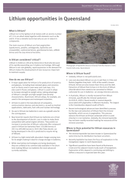 Lithium opportunities in Queensland